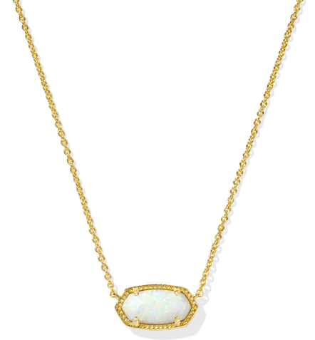 KENDRA SCOTT ELISA GOLD SHORT PENDANT WHITE OPAL