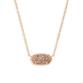 BOUTIQUE KENDRA SCOTT ELISA ROSE GOLD PENDANT NECKLACE ROSE GOLD DRUSY