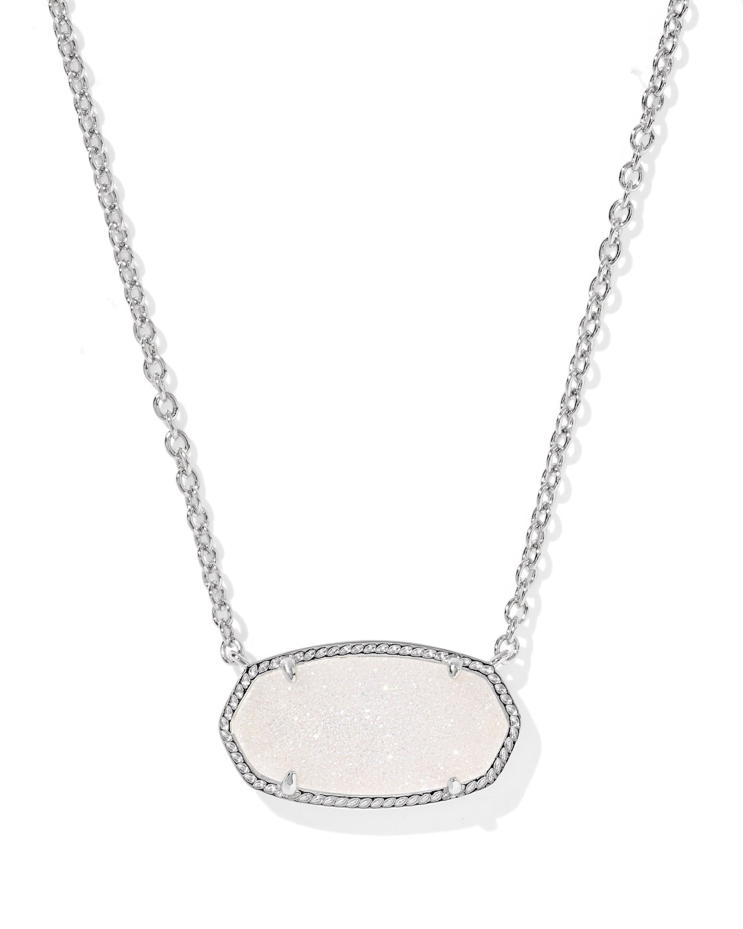 BOUTIQUE KENDRA SCOTT ELISA SILVER STATEMENT PENDANT NECKLACE IRIDESCENT DRUSY