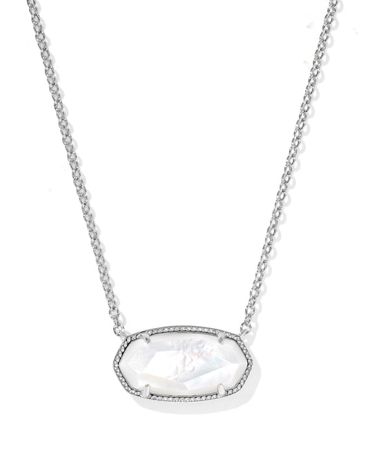 BOUTIQUE KENDRA SCOTT ELISA SILVER STATEMENT PENDANT NECKLACE IVORY MOTHER OF PEARL