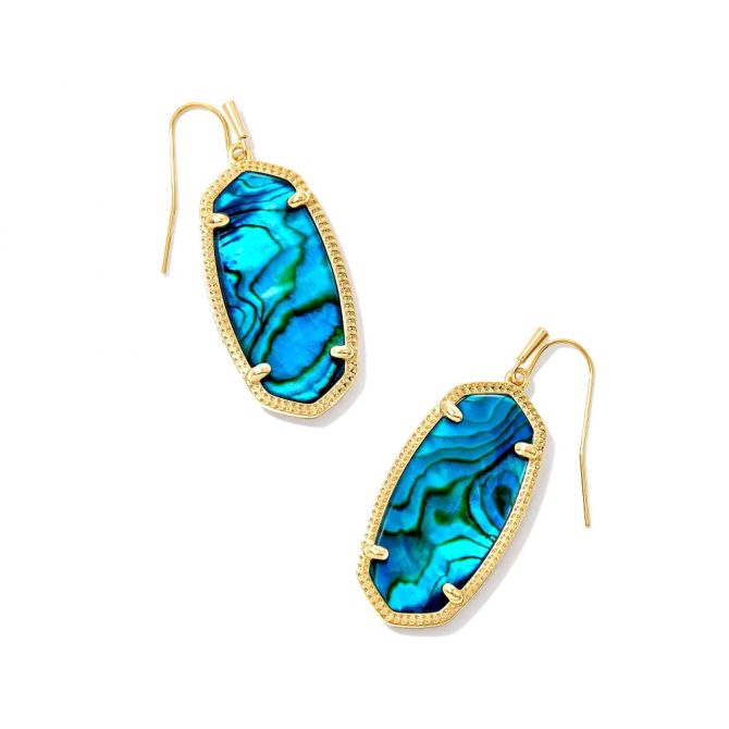 BOUTIQUE KENDRA SCOTT ELLE GOLD DROP EARRINGS TEAL ABALONE