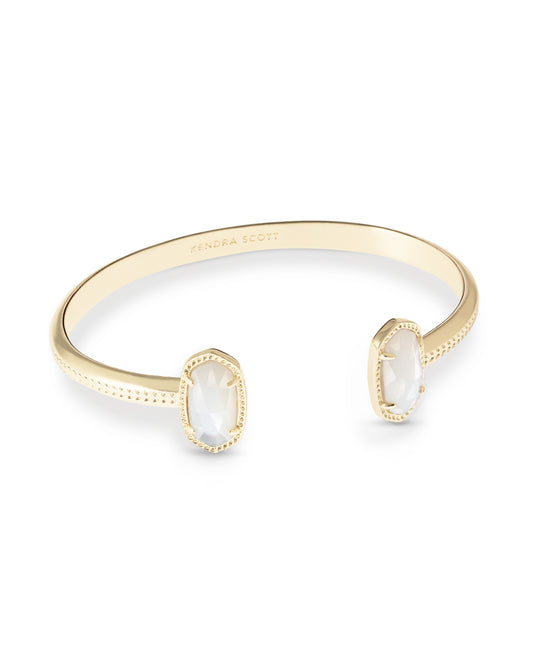 BOUTIQUE KENDRA SCOTT ELTON GOLD CUFF BRACELET IN IVORY MOTHER OF PEARL