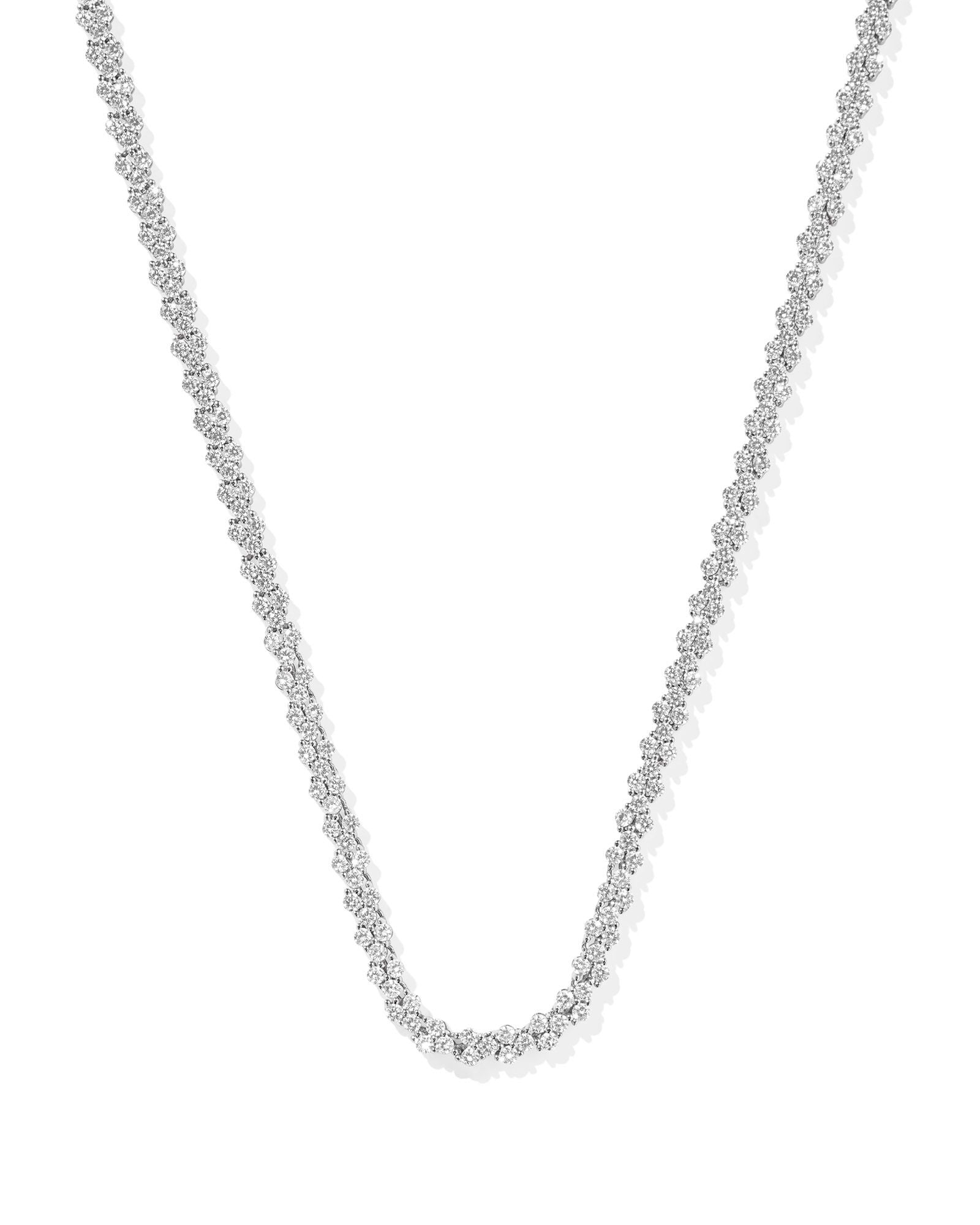 BOUTIQUE KENDRA SCOTT EMERY TENNIS NECKLACE IN WHITE CRYSTAL SILVER