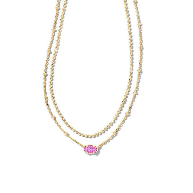 BOUTIQUE KENDRA SCOTT EMILIE GOLD MULTI STRAND NECKLACE PLUM KYOCERA OPAL