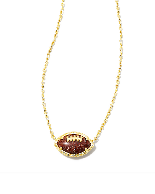 BOUTIQUE KENDRA SCOTT FOOTBALL GOLD SHORT PENDANT NECKLACE IN ORANGE GOLDSTONE