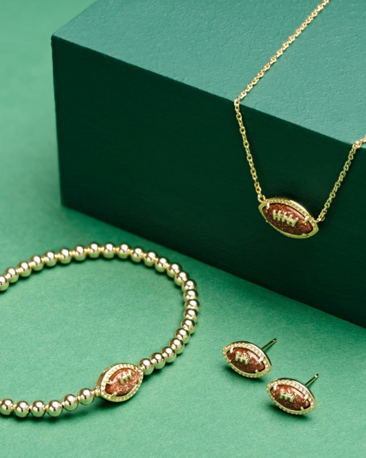 BOUTIQUE KENDRA SCOTT FOOTBALL GOLD STRETCH BRACELET IN ORANGE GOLSTONE 2