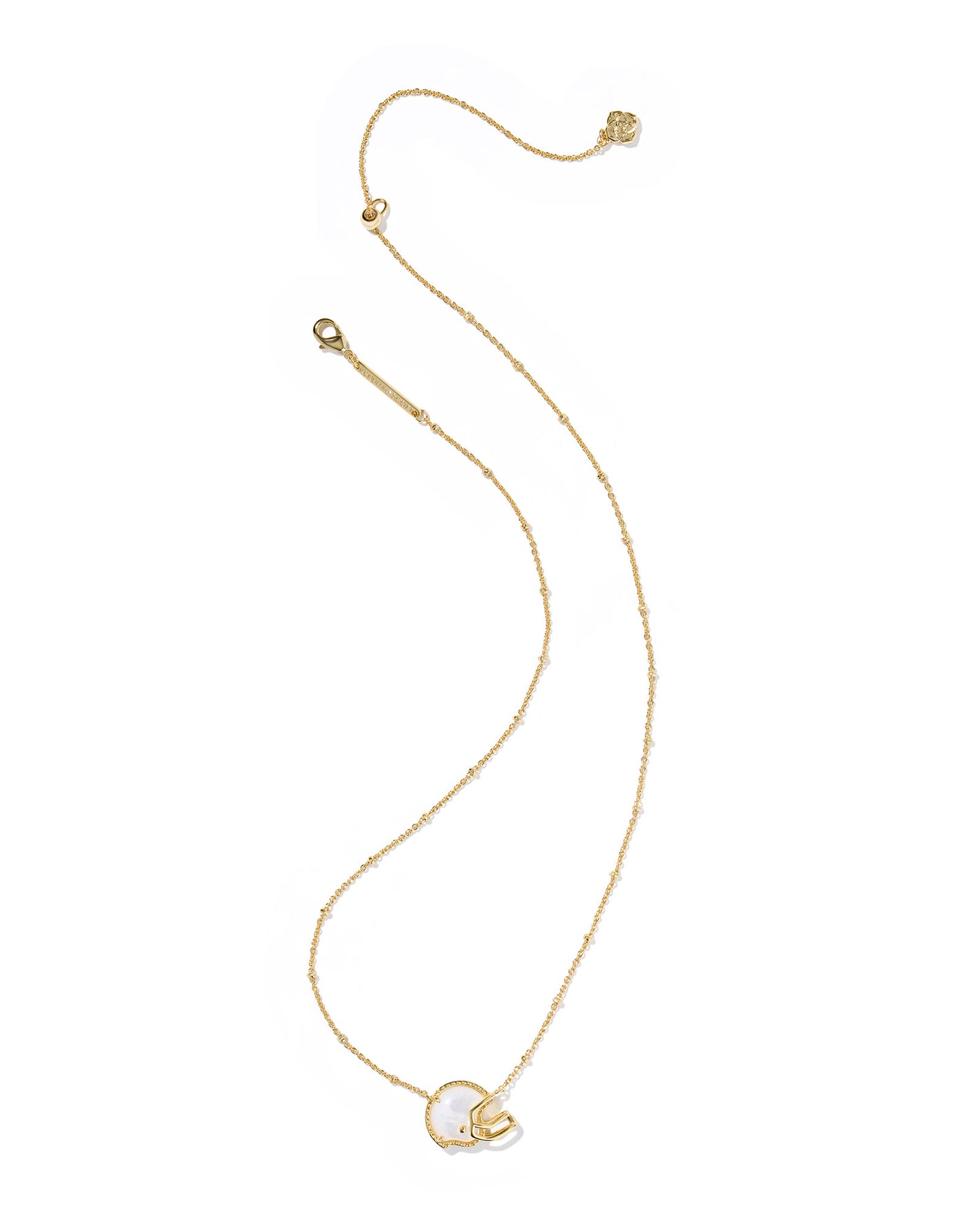 BOUTIQUE KENDRA SCOTT FOOTBALL HELMET SHORT PENDANT NECKLACE GOLD IVORY MOTHER OF PEARL 3