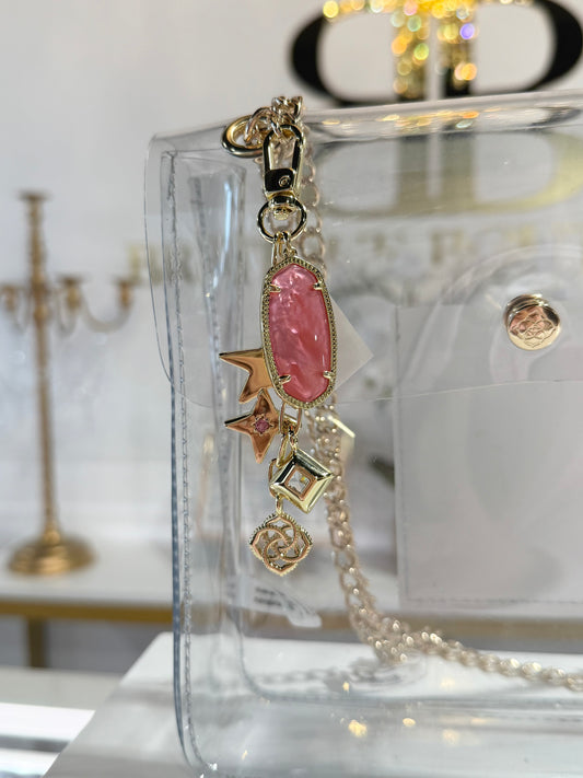 BOUTIQUE KENDRA SCOTT GAME DAY BAG CHARM PINK MIX ON BAG