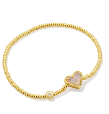 BOUTIQUE KENDRA SCOTT GOLD ARI HEART STRETCH BRACELET IRIDESCENT DRUSY