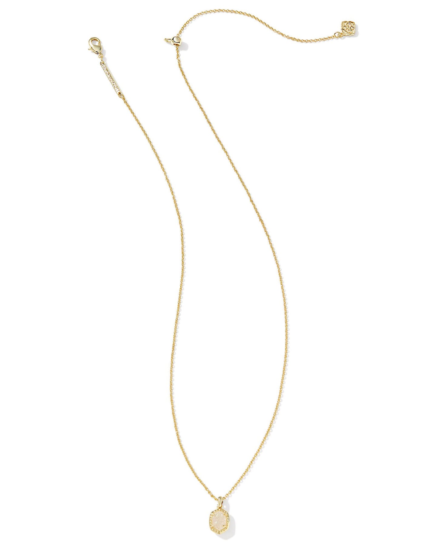 BOUTIQUE KENDRA SCOTT GOLD DAPHNE FRAMED SHORT PENDANT NECKLACE IRIDESCENT DRUSY