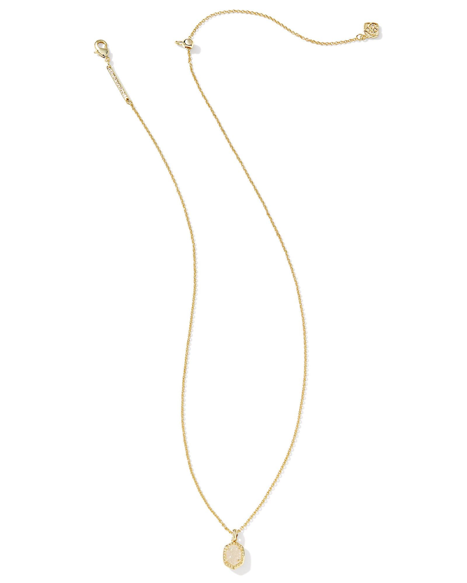 BOUTIQUE KENDRA SCOTT GOLD DAPHNE FRAMED SHORT PENDANT NECKLACE IRIDESCENT  DRUSY