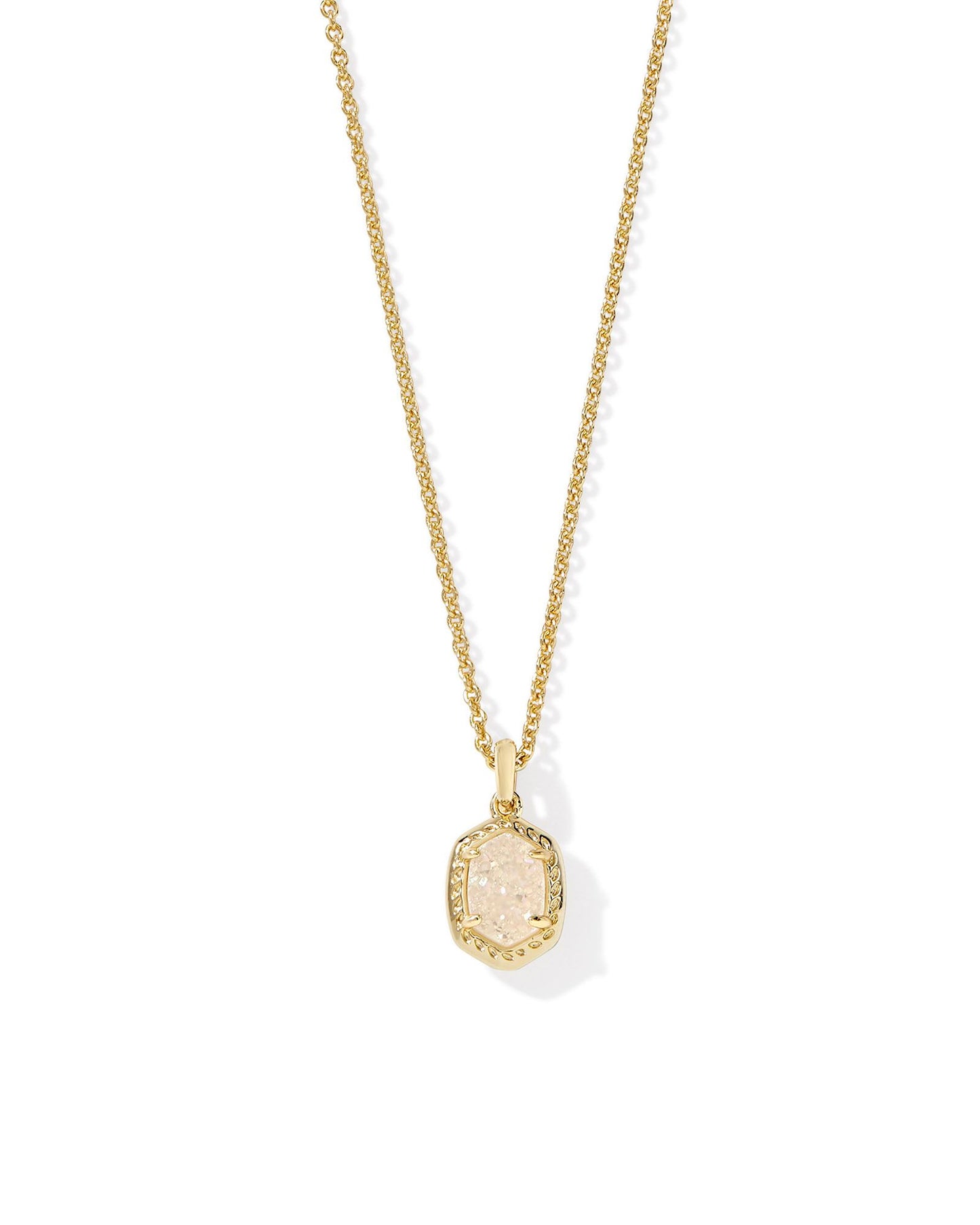 BOUTIQUE KENDRA SCOTT GOLD DAPHNE FRAMED SHORT PENDANT NECKLACE IRIDESCENT DRUSY 2