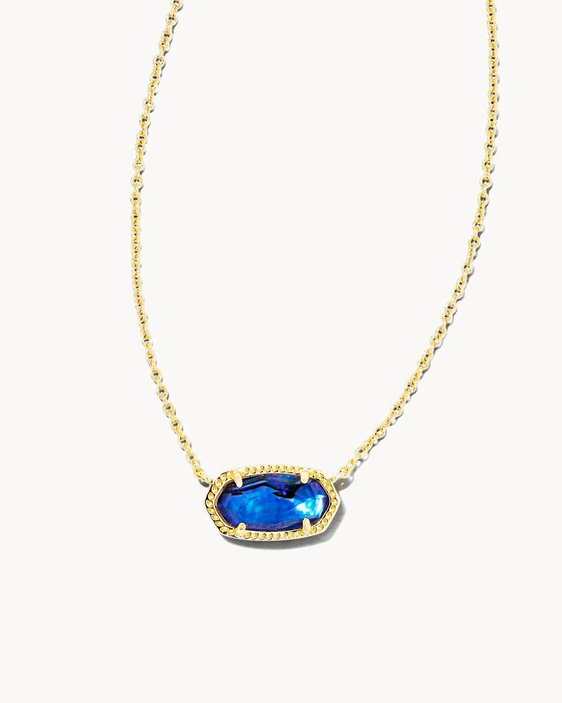 BOUTIQUE KENDRA SCOTT GOLD ELISA SHORT PENDANT NECKLACE NAVY BLUE ABALONE