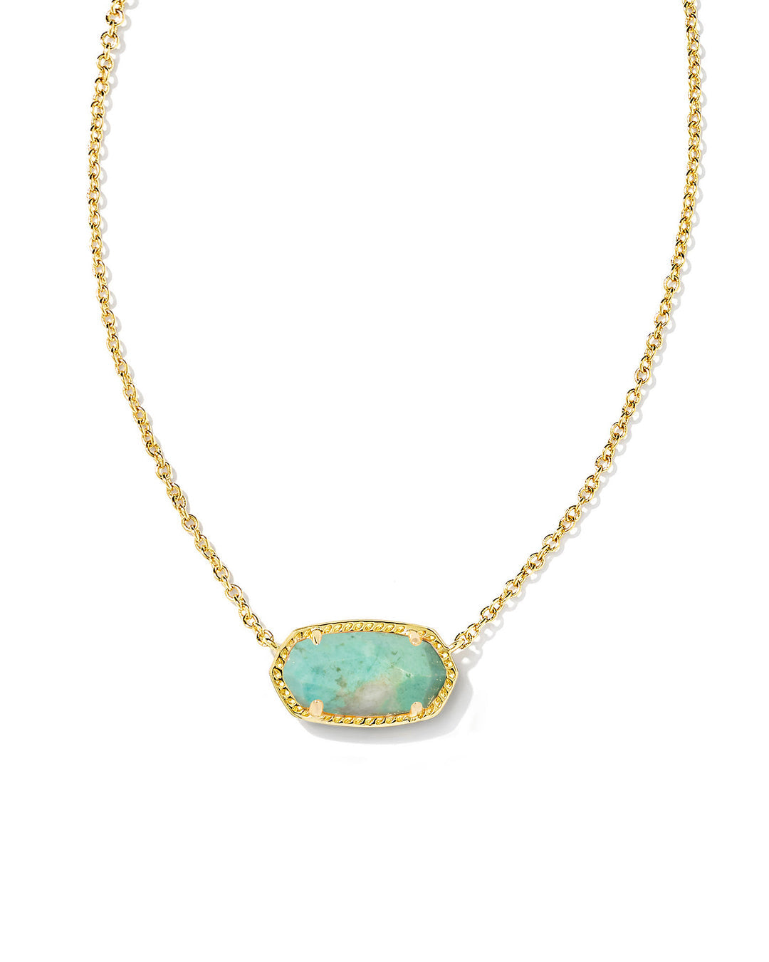BOUTIQUE KENDRA SCOTT GOLD ELISA SHORT PENDANT NECKLACE SEA GREEN CHRYSOCOLLA