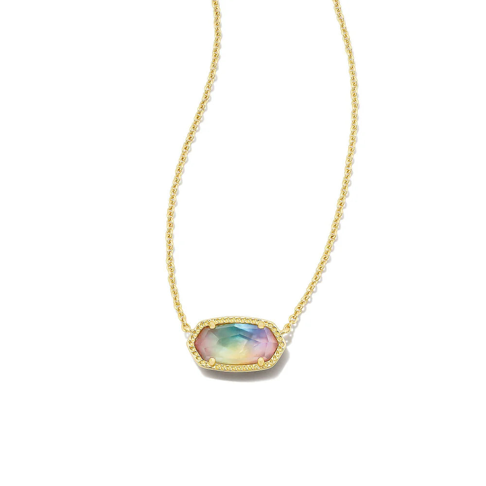 BOUTIQUE KENDRA SCOTT GOLD ELISA SHORT PENDANT NECKLACE WATERCOLOR ILLUSION