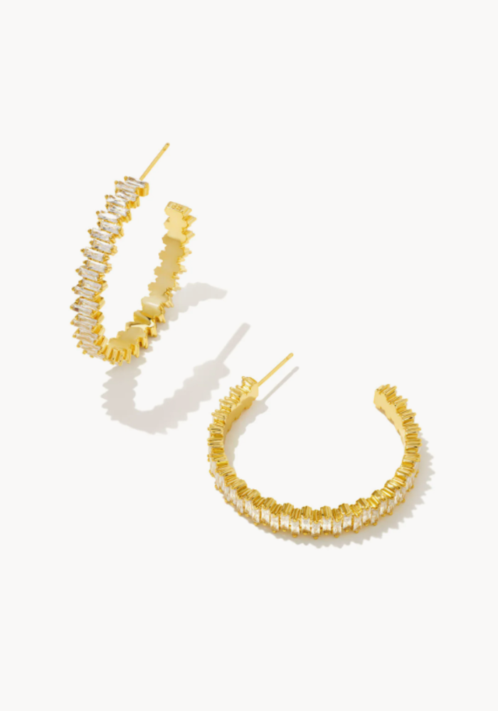 BOUTIQUE KENDRA SCOTT GOLD JULIETTE HOOP EARRING IN WHITE CRYSTAL