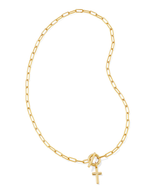 BOUTIQUE KENDRA SCOTT GOLD LINK CROSS AND CHAIN NECKLACE