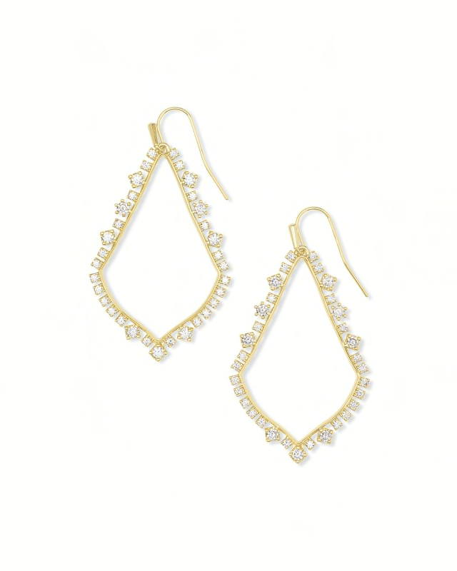 BOUTIQUE KENDRA SCOTT GOLD SOPHEE CRYSTAL DROP EARRINGS WHITE CRYSTAL