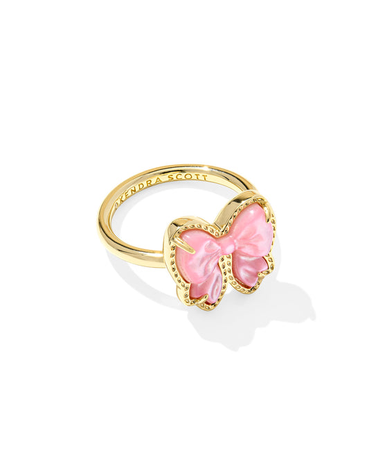 BOUTIQUE KENDRA SCOTT HALEY BOW BAND RING GOLD BLUSH MOTHER OF PEARL