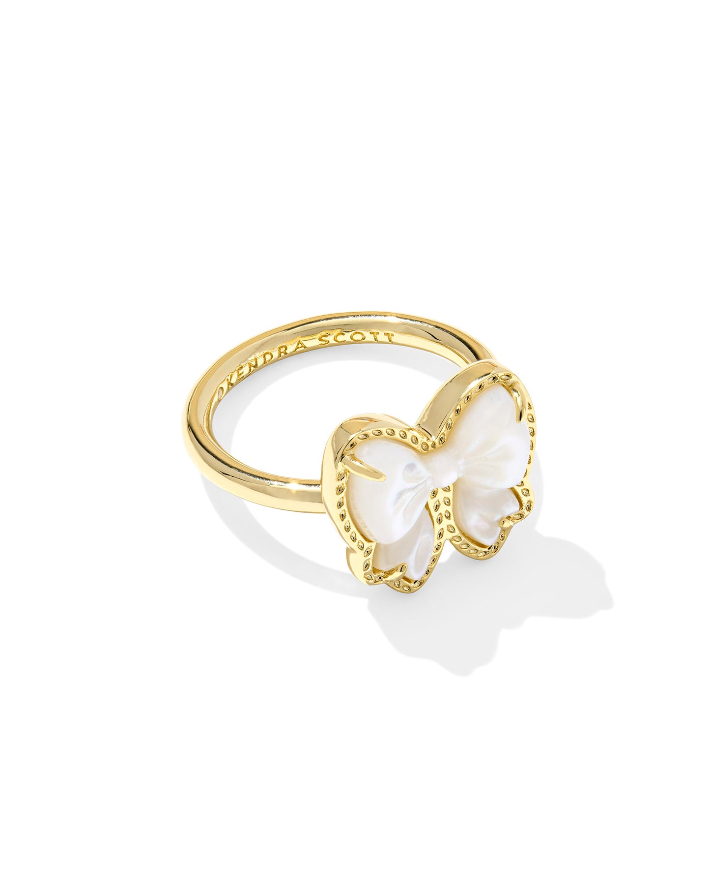 BOUTIQUE KENDRA SCOTT HALEY BOW BAND RING GOLD IVORY MOTHER OF PEARL