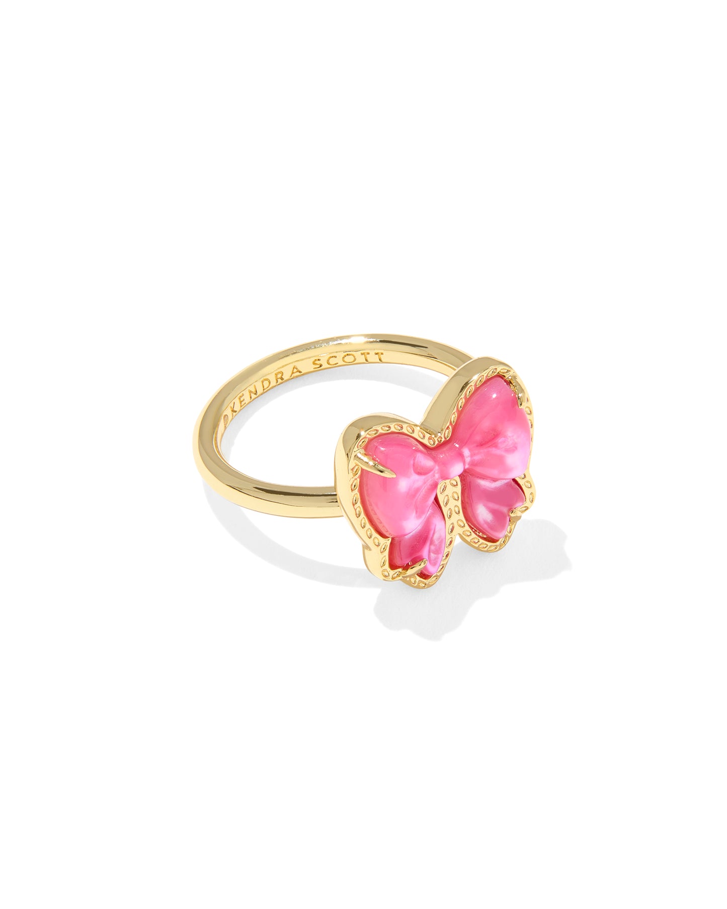 BOUTIQUE KENDRA SCOTT HALEY BOW BAND RING GOLD ROSE VIOLET MOTHER OF PEARL