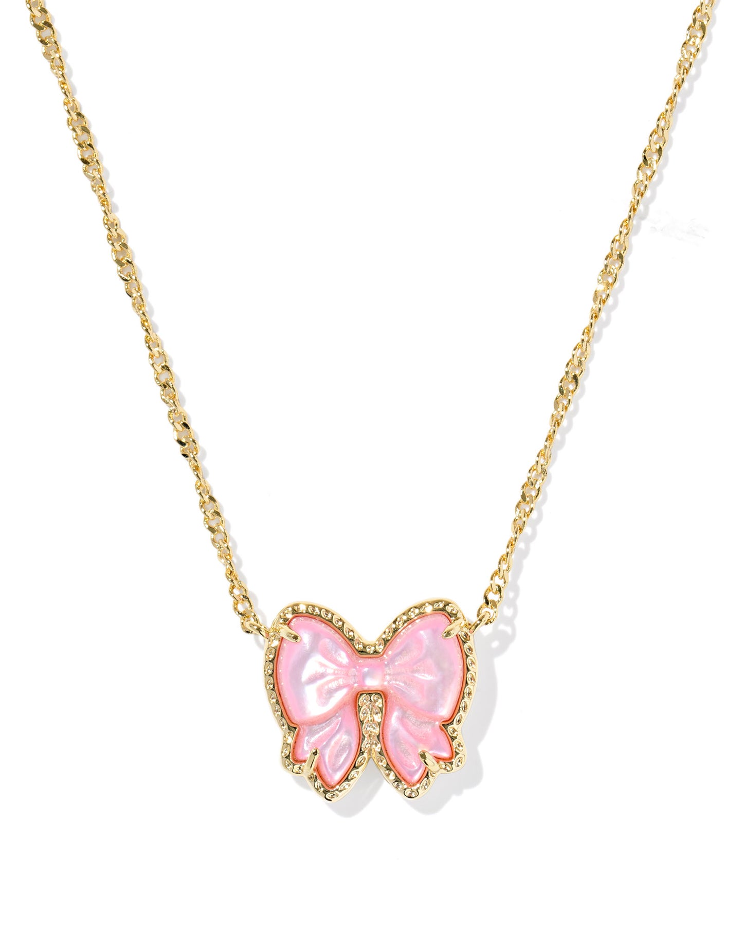 BOUTIQUE KENDRA SCOTT HALEY BOW SHORT PENDANT NECKLACE GOLD BLUSH MOTHER OF PEARL