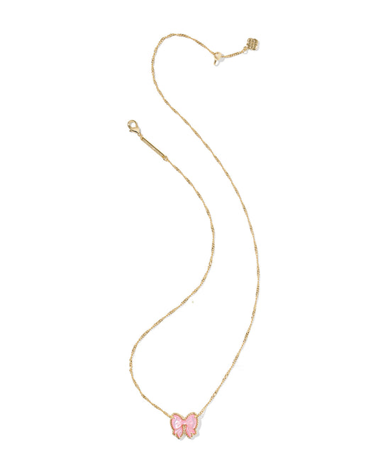 BOUTIQUE KENDRA SCOTT HALEY BOW SHORT PENDANT NECKLACE GOLD BLUSH MOTHER OF PEARL 2