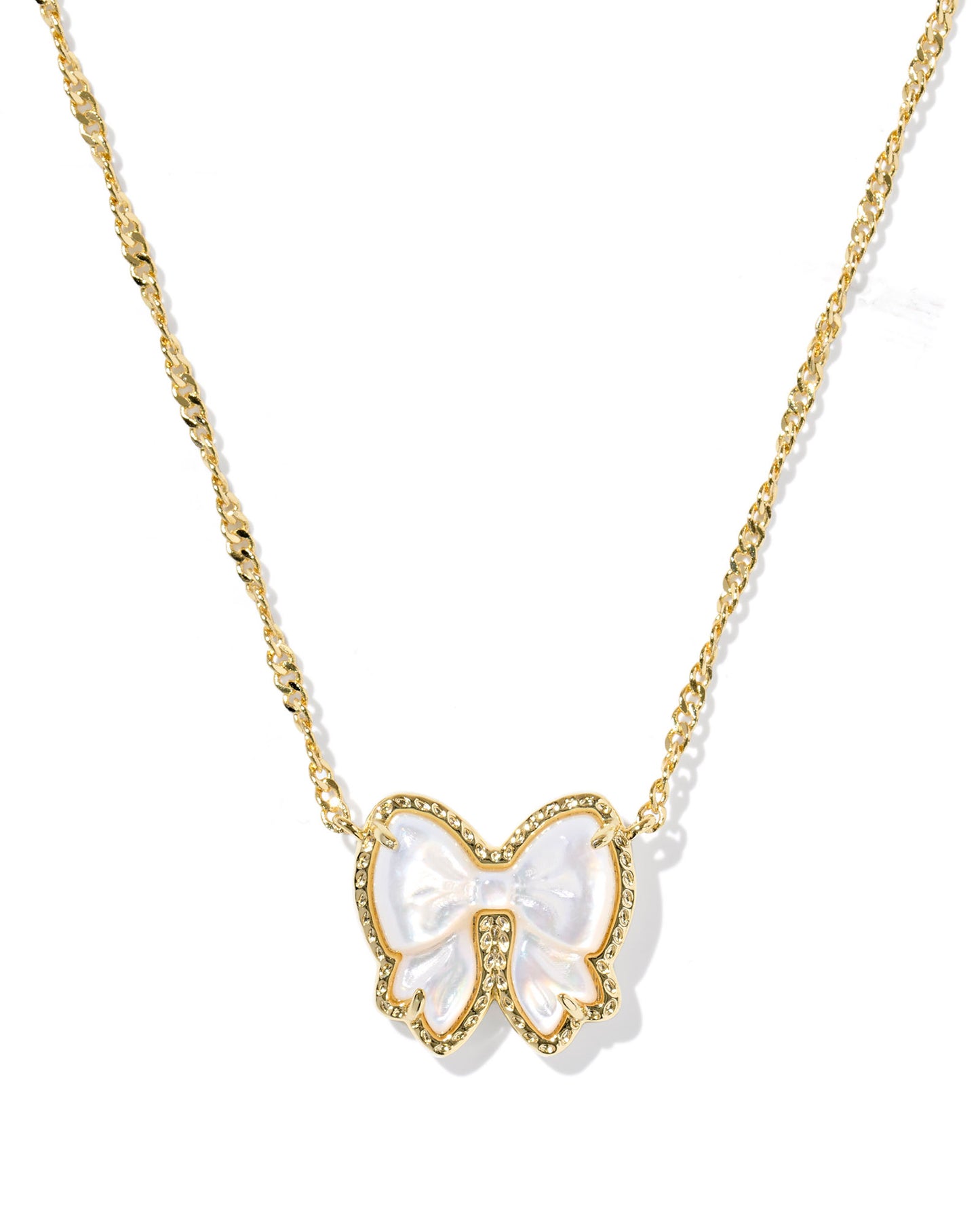 BOUTIQUE KENDRA SCOTT HALEY BOW SHORT PENDANT NECKLACE GOLD IVORY MOTHER OF PEARL