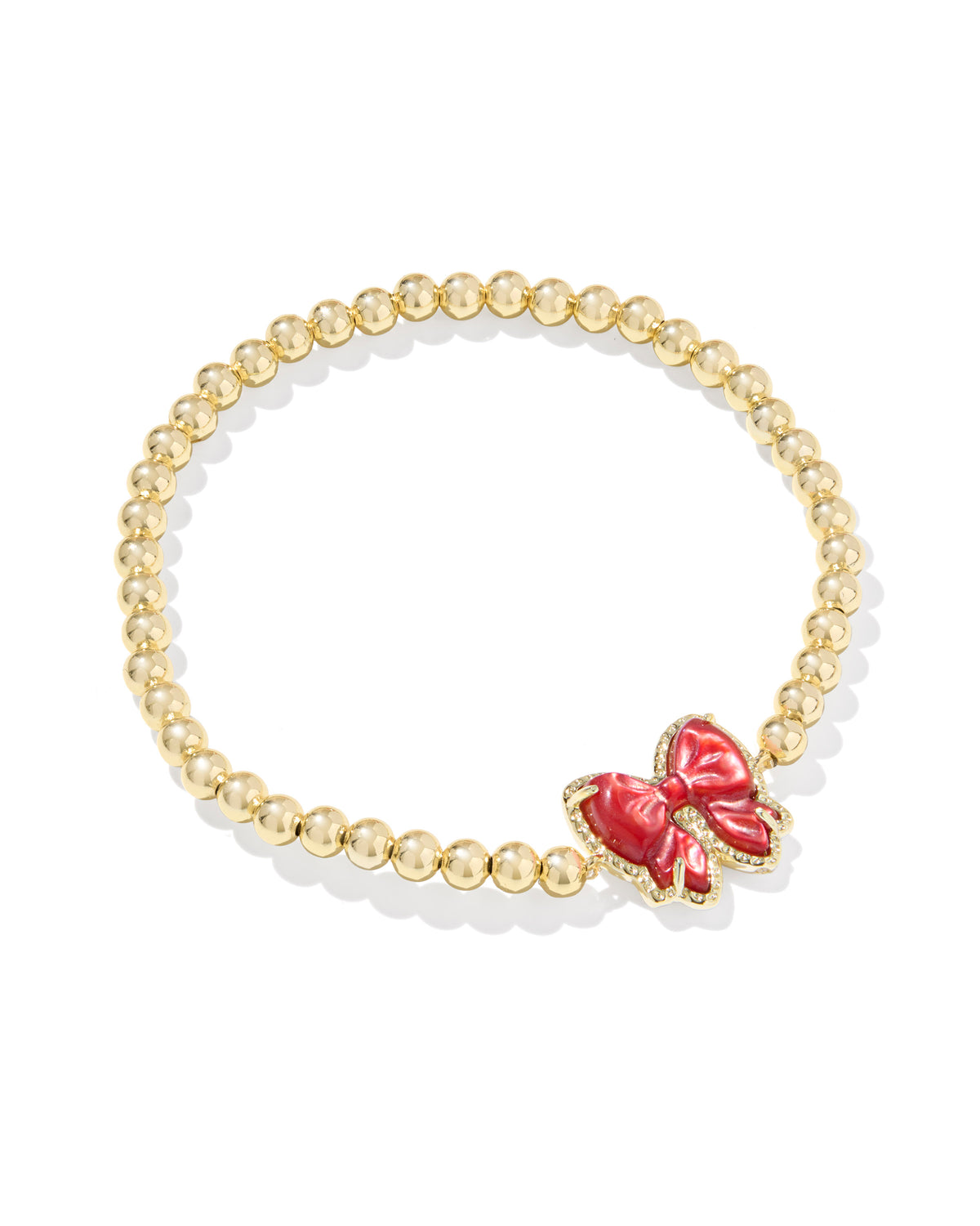 BOUTIQUE KENDRA SCOTT HALEY BOW STRETCH BRACELET GOLD SCARLET RED MOTHER OF PEARL