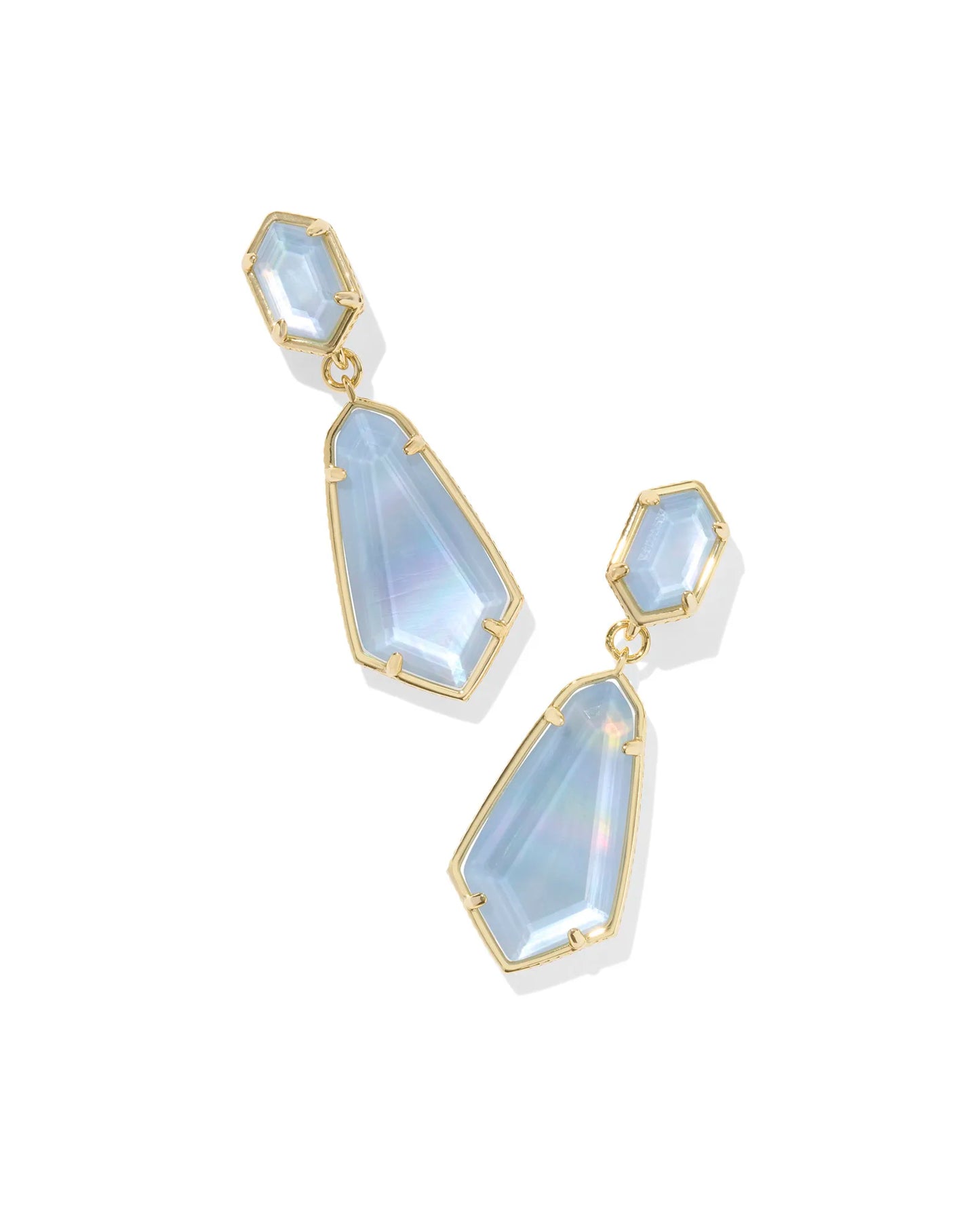 BOUTIQUE KENDRA SCOTT HALLIE GOLD CONVERTIBLE DROP EARRINGS SKY BLUE MOTHER OF PEARL 2