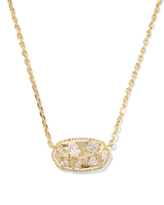 BOUTIQUE KENDRA SCOTT HOLLAND CRYSTAL GOLD SHORT PENDANT NECKLACE