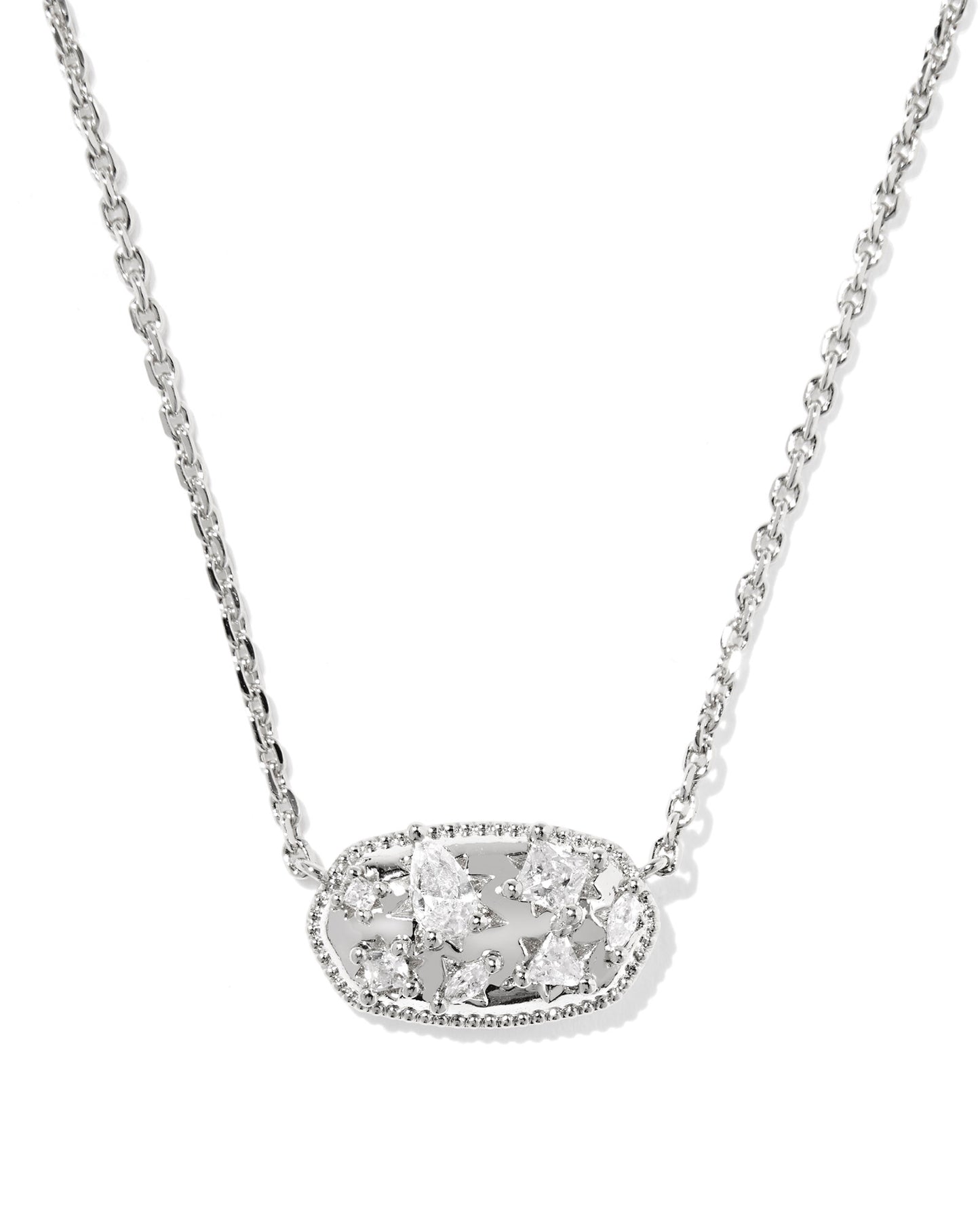 BOUTIQUE KENDRA SCOTT HOLLAND CRYSTAL SILVER SHORT PENDANT NECKLACE