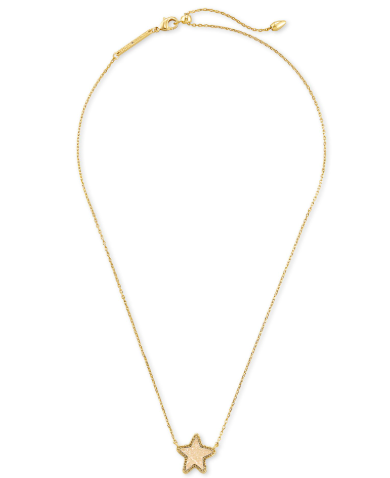 BOUTIQUE KENDRA SCOTT JAE STAR SHORT PENDANT NECKLACE GOLD IRIDESCENT DRUSY