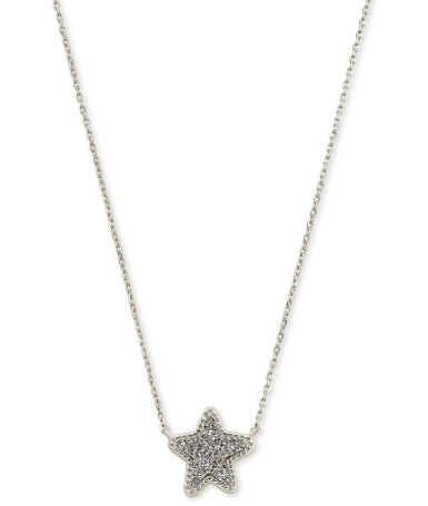 BOUTIQUE KENDRA SCOTT JAE STAR SHORT PENDANT NECKLACE SILVER PLATINUM DRUSY 2
