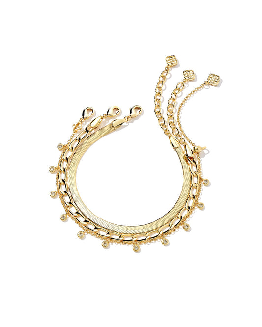 BOUTIQUE KENDRA SCOTT KASSIE SET OF 3 CHAIN BRACELETS IN GOLD