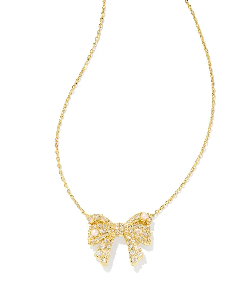 BOUTIQUE KENDRA SCOTT KRISTA GOLD SHORT PENDANT NECKLACE WHITE MIX