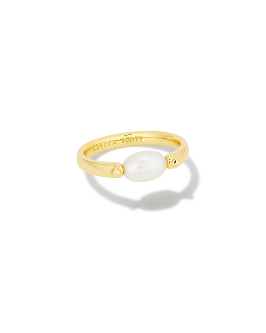 BOUTIQUE KENDRA SCOTT LEIGHTON GOLD PEARL BAND RING IN FRESHWATER CULTURED PEARL