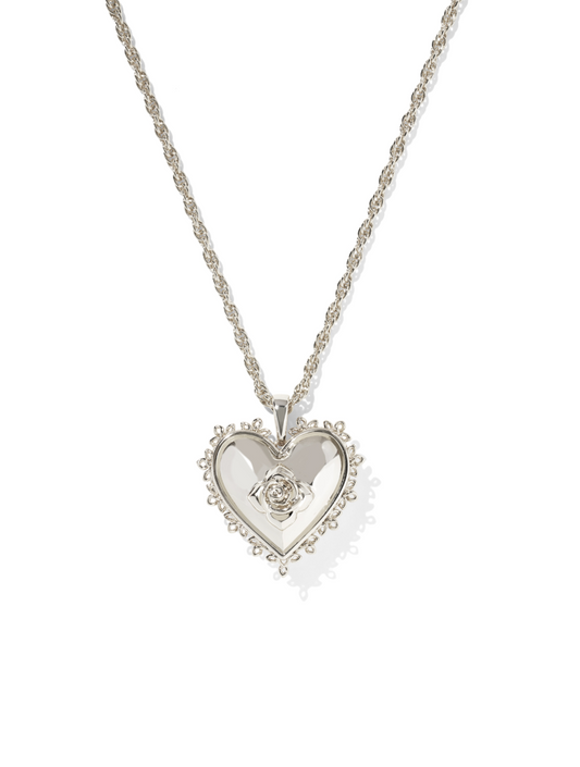 BOUTIQUE KENDRA SCOTT MALLORY ROSE LOCKET NECKLACE SILVER 2