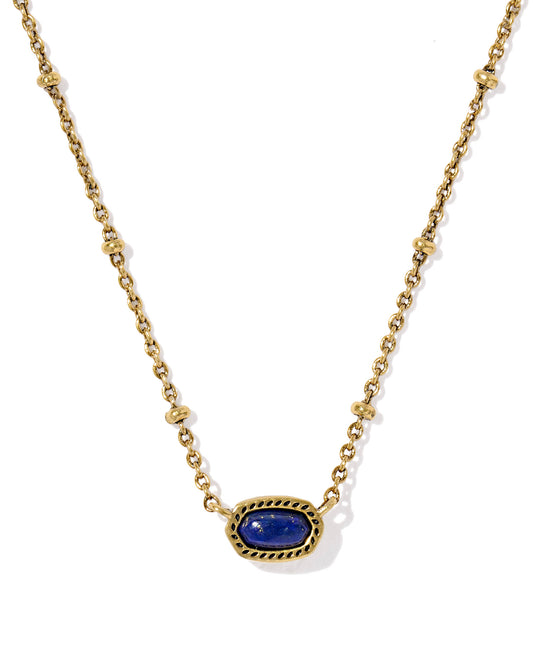 BOUTIQUE KENDRA SCOTT MINI ELISA VINTAGE GOLD SATELLITE PENDANT NECKLACE IN BLUE LAPIS