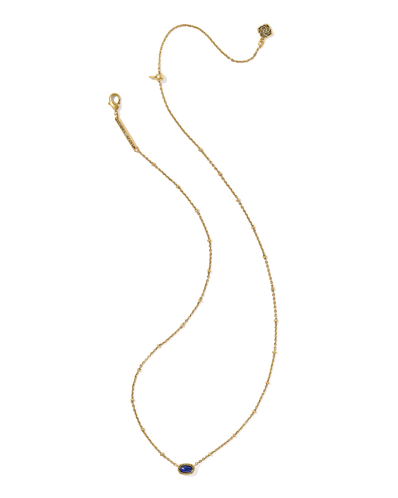 BOUTIQUE KENDRA SCOTT MINI ELISA VINTAGE GOLD SATELLITE PENDANT NECKLACE IN BLUE LAPIS 2