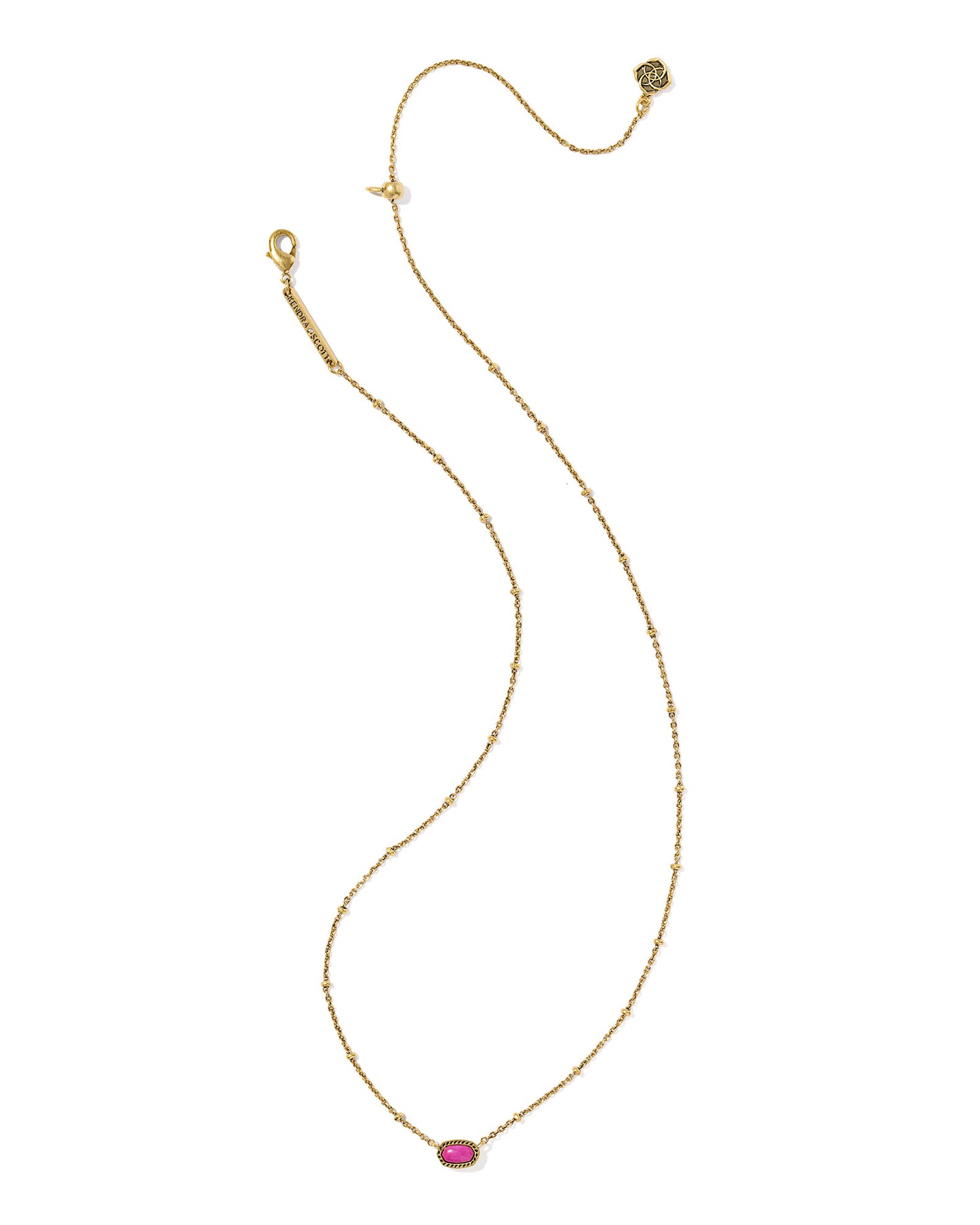 BOUTIQUE KENDRA SCOTT MINI ELISA VINTAGE GOLD SATELLITE PENDANT NECKLACE IN FUCHSIA VARIEGATED MAGNESITE 2