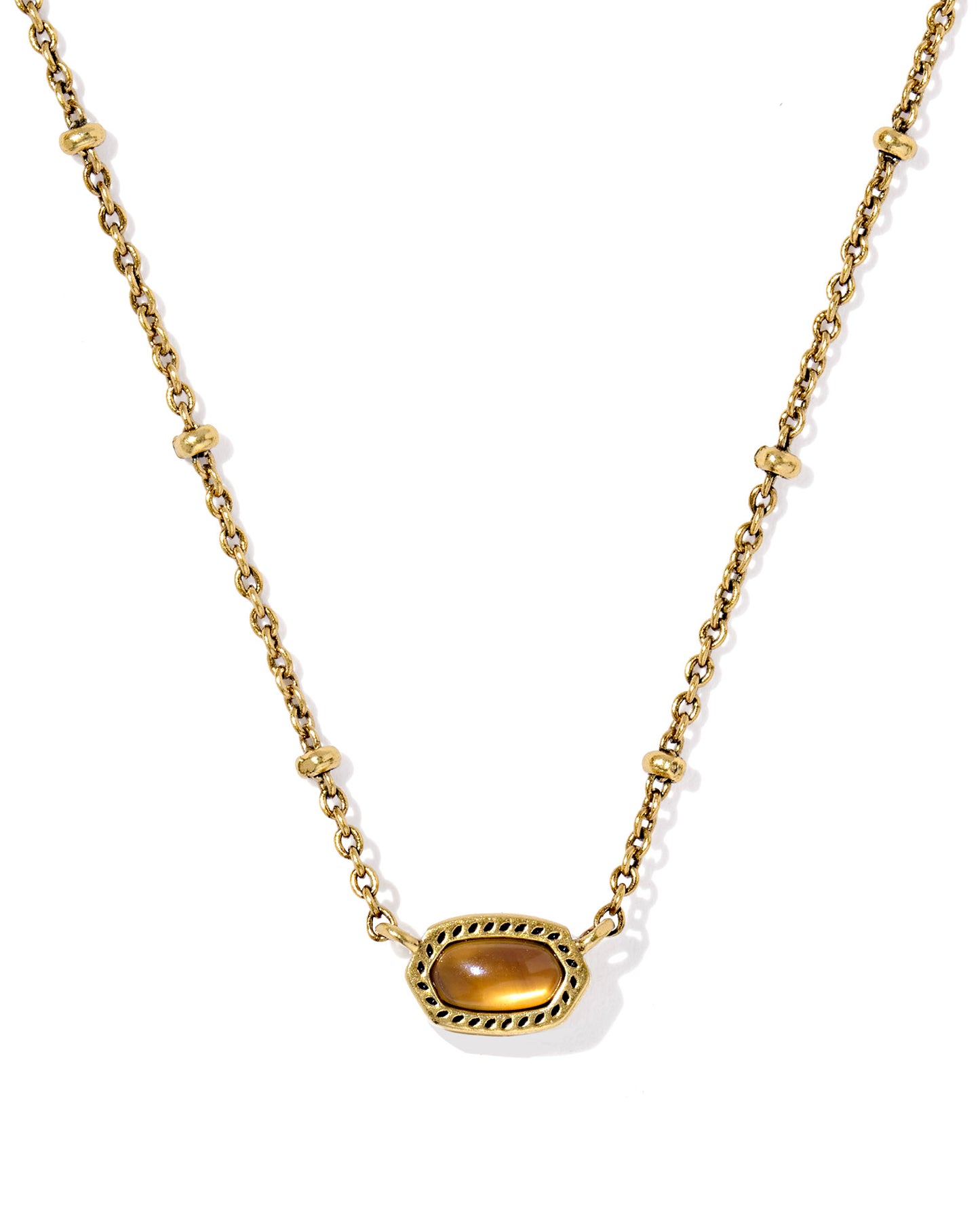BOUTIQUE KENDRA SCOTT MINI ELISA VINTAGE GOLD SATELLITE PENDANT NECKLACE IN MARBELED AMBER ILLUSION