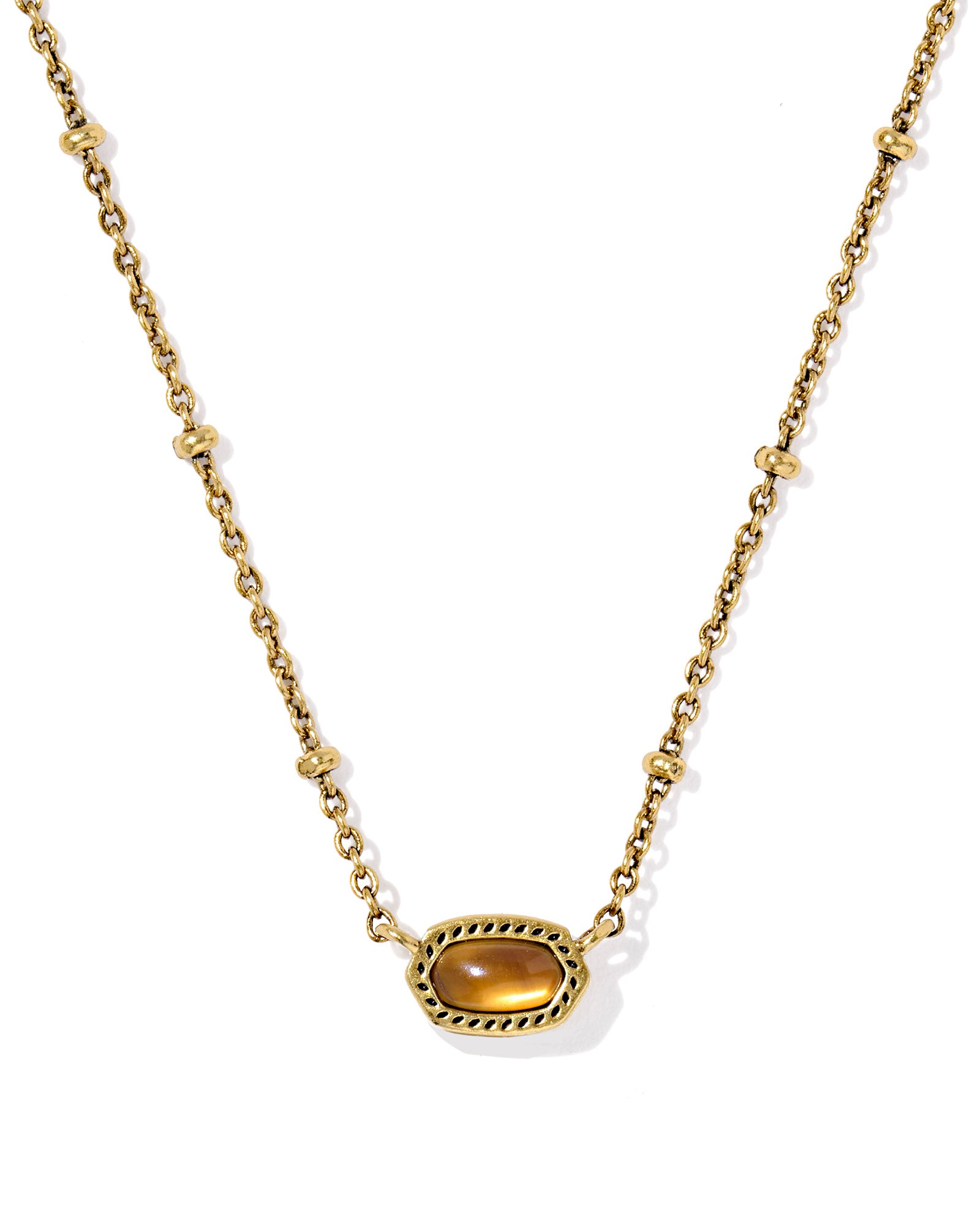 BOUTIQUE KENDRA SCOTT MINI ELISA VINTAGE GOLD SATELLITE PENDANT NECKLACE IN MARBELED AMBER ILLUSION