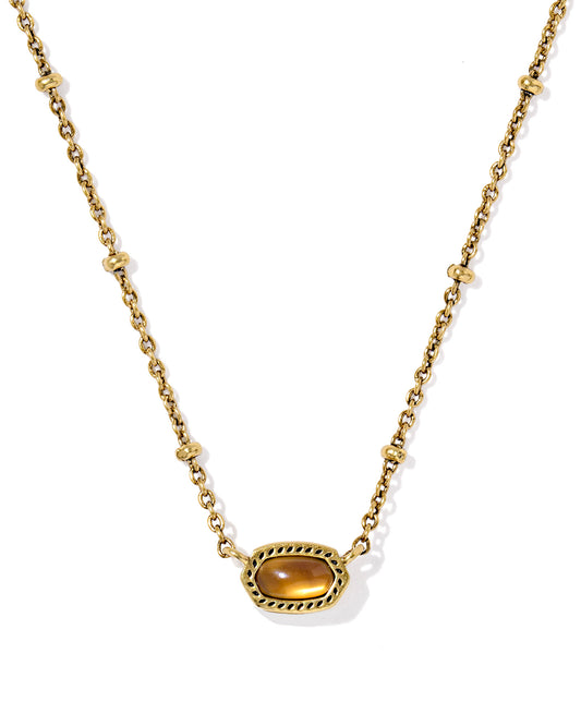 BOUTIQUE KENDRA SCOTT MINI ELISA VINTAGE GOLD SATELLITE PENDANT NECKLACE IN MARBELED AMBER ILLUSION