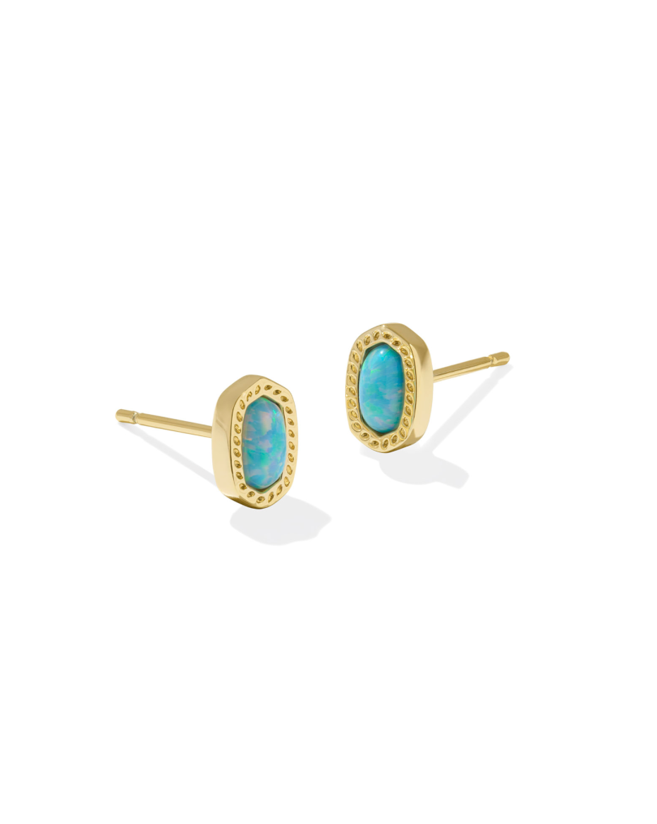BOUTIQUE KENDRA SCOTT MINI ELLIE GOLD STUDS LIGHT TEAL OPAL