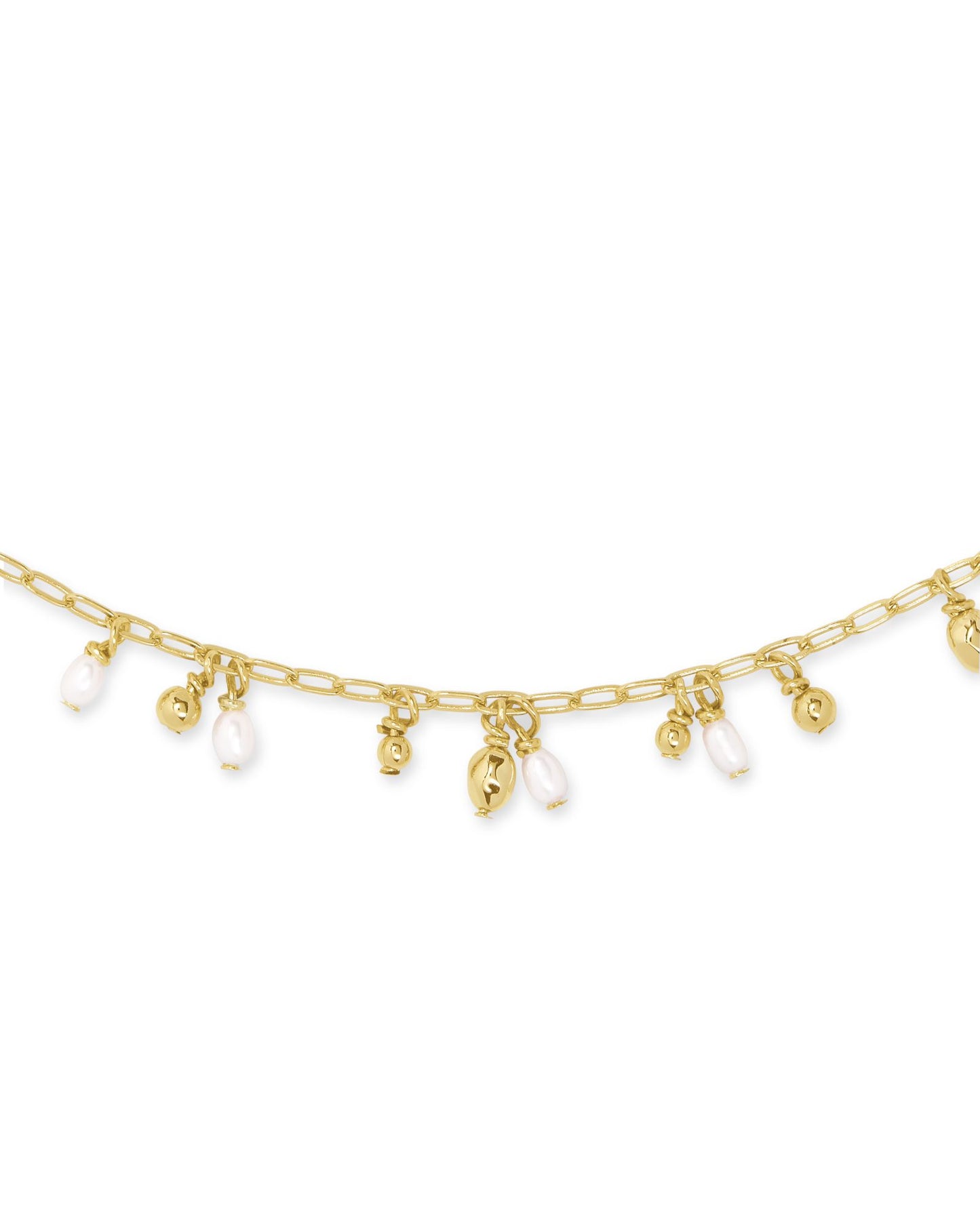 BOUTIQUE KENDRA SCOTT MOLLIE GOLD CHOCKER NECKLACE IN WHITE PEARL