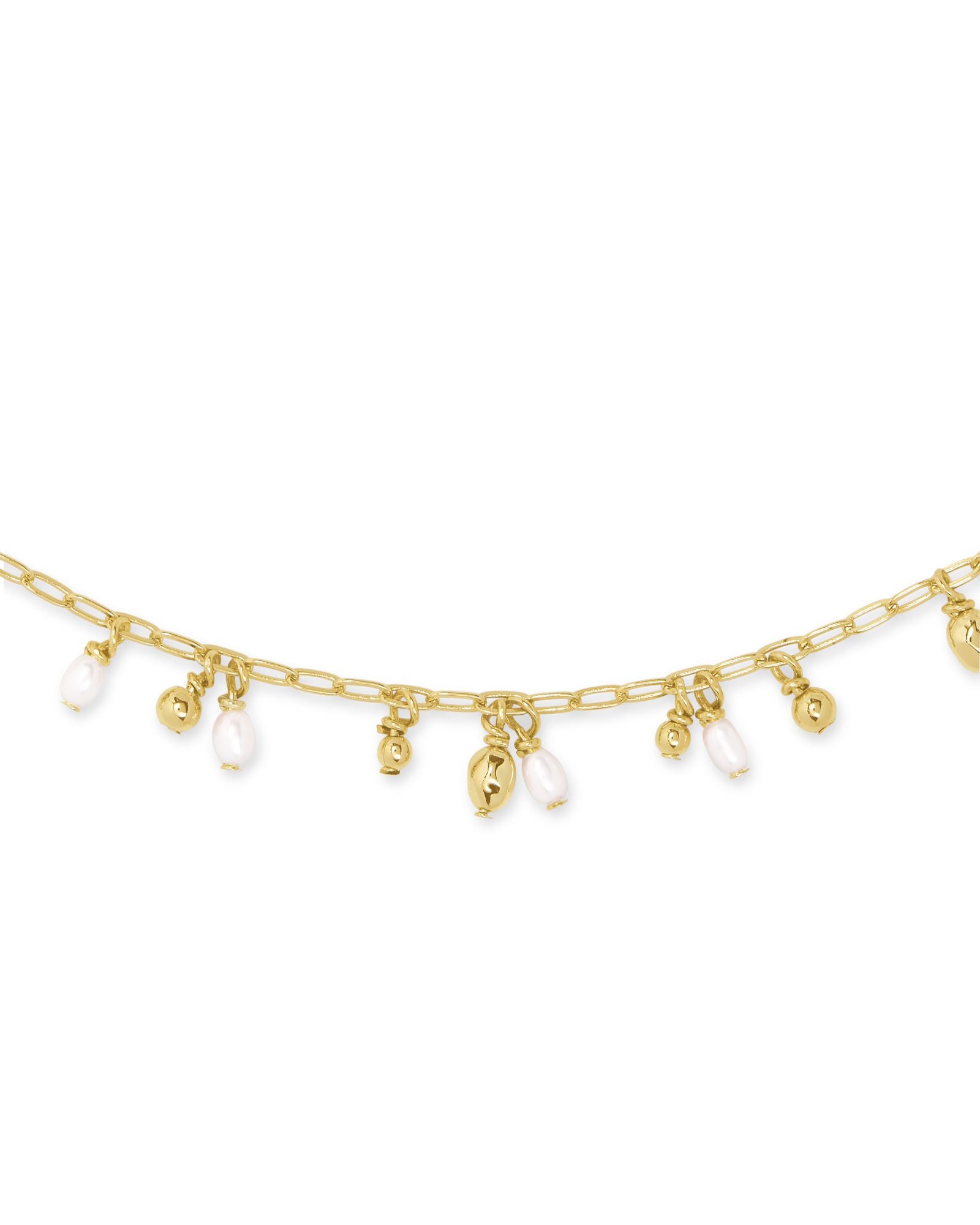 BOUTIQUE KENDRA SCOTT MOLLIE GOLD CHOCKER NECKLACE IN WHITE PEARL