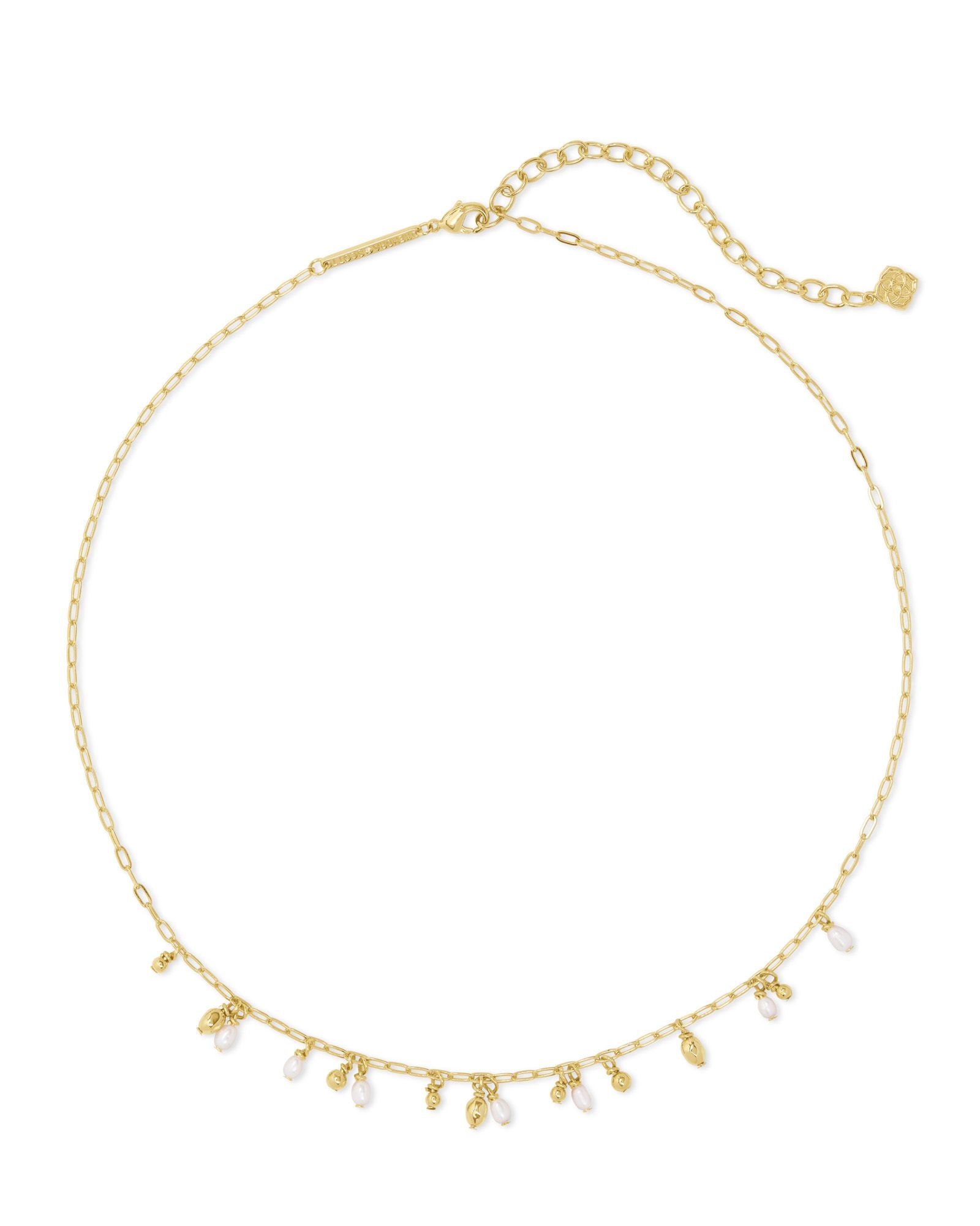 BOUTIQUE KENDRA SCOTT MOLLIE GOLD CHOCKER NECKLACE IN WHITE PEARL 2