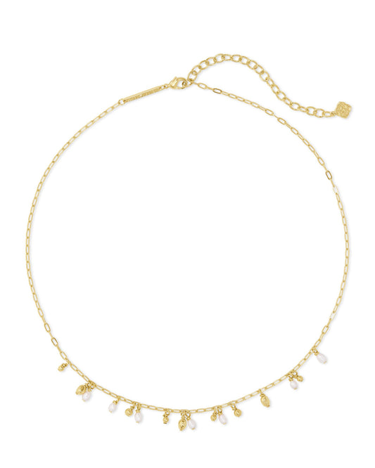 BOUTIQUE KENDRA SCOTT MOLLIE GOLD CHOCKER NECKLACE IN WHITE PEARL 2