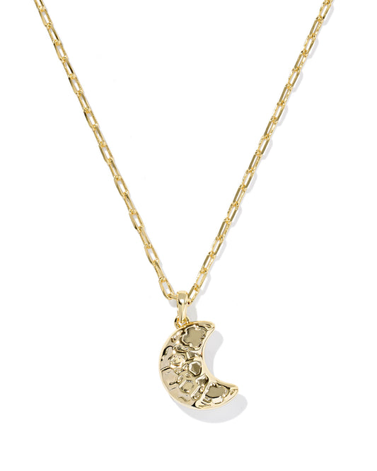 BOUTIQUE KENDRA SCOTT MOON GOLD SHORT PENDANT NECKLACE IN WHITE OPALESCENT RESIN 2